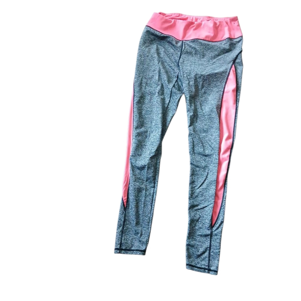 Gray and Pink Cropped Leggings
